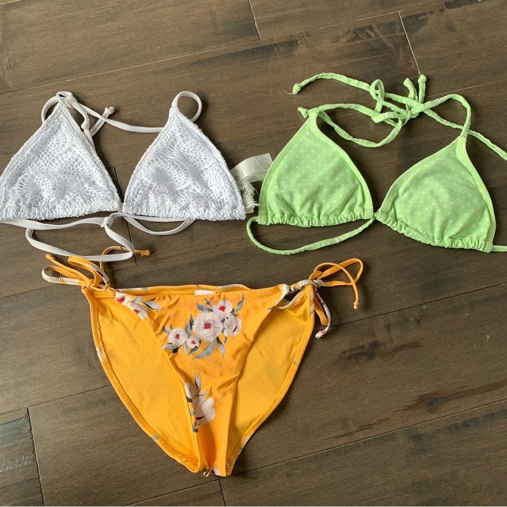 Top shop Triangle bikini white orange and green